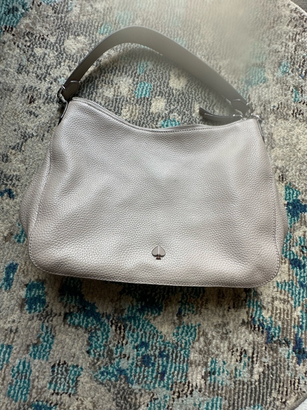 kate spade Pebbled Leather Shoulder Bag in Light Gray